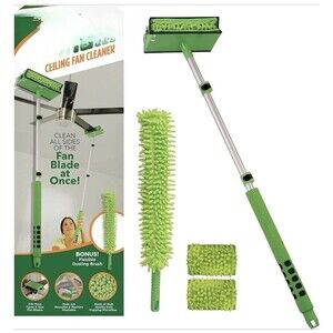 Ceiling Fan Cleaner — Includes 3-foot telescopic pole, cleaning head, reusable